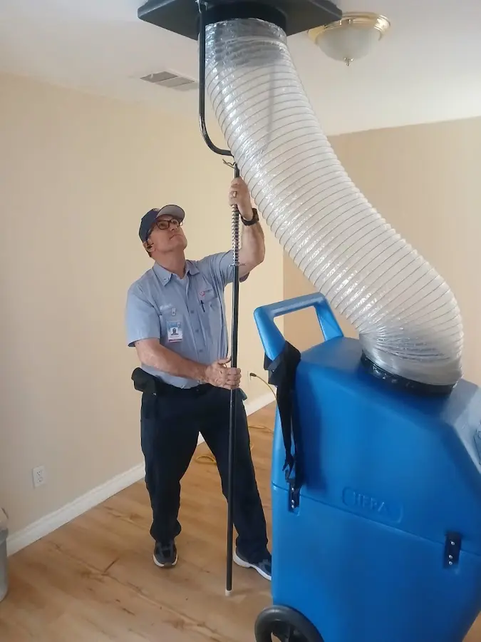 Mini Split Installation technician using HEPA equipment in Savannah